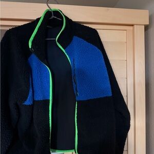 New balance vintage Y2K Black and Blue Fleece Jacket with Green Trim